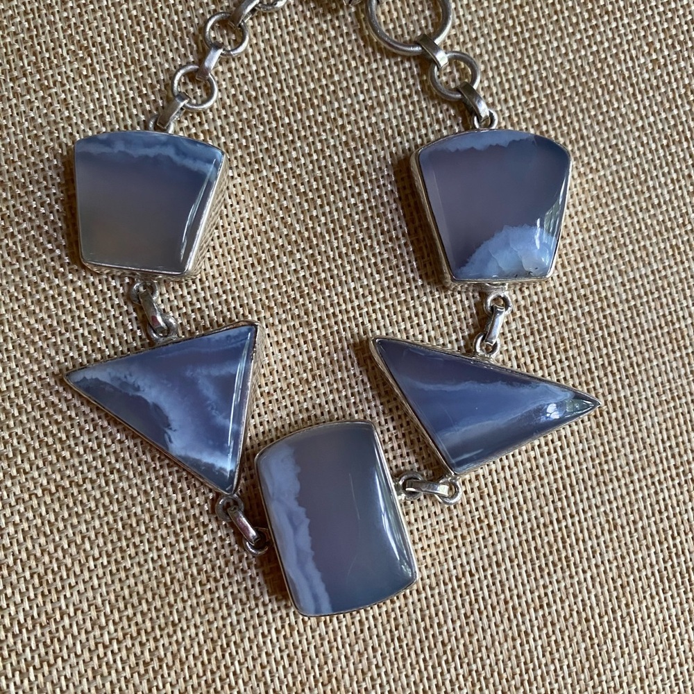 Silver and Blue Stone Bracelet